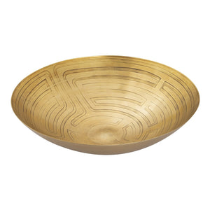 Atlas Maze Etched Centerpiece Bowl - Striking Antique Design for Home Decor, Versatile & Durable Elegance Brass AC11470-01