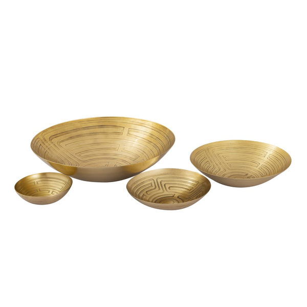 Atlas Maze Etched Centerpiece Bowl - Striking Antique Design for Home Decor, Versatile & Durable Elegance Brass AC11470-01