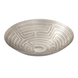 Atlas Maze Etched Centerpiece Bowl - Striking Antique Design for Home Decor, Versatile & Durable Elegance Nickel AC11470-02