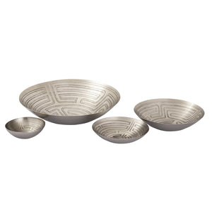 Atlas Maze Etched Centerpiece Bowl - Striking Antique Design for Home Decor, Versatile & Durable Elegance Nickel AC11470-02