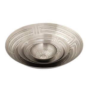Atlas Maze Etched Centerpiece Bowl - Striking Antique Design for Home Decor, Versatile & Durable Elegance Nickel AC11470-02