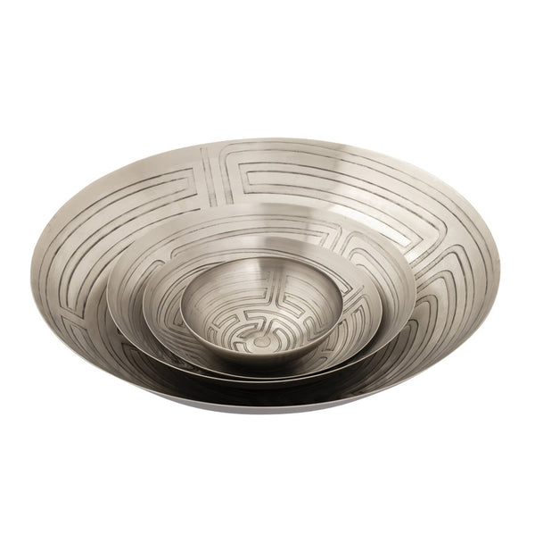 Atlas Maze Etched Centerpiece Bowl - Striking Antique Design for Home Decor, Versatile & Durable Elegance Nickel AC11470-02