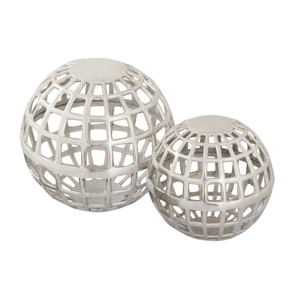 Atlas McNally Sculpture - Sophisticated Decorative Globe in Textured Nickel for Modern Home Accents Large Nickel AC11472-02