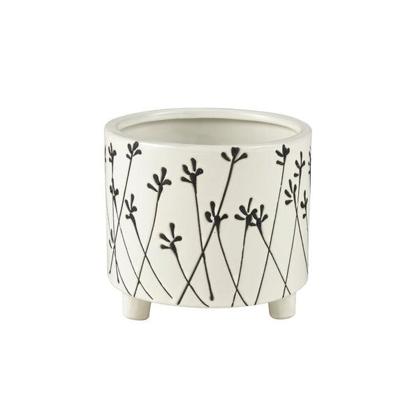 Atlas Melton Planter - Rustic Earthenware Design for Indoor and Outdoor Greenery Display, 6-Inch Small White AC11474-01