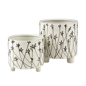 Atlas Melton Planter - Rustic Earthenware Design for Indoor and Outdoor Greenery Display, 6-Inch Small White AC11474-01