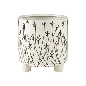 Atlas Melton Planter - Rustic Earthenware Design for Indoor and Outdoor Greenery Display, 6-Inch Large White AC11474-02