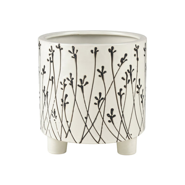 Atlas Melton Planter - Rustic Earthenware Design for Indoor and Outdoor Greenery Display, 6-Inch Large White AC11474-02