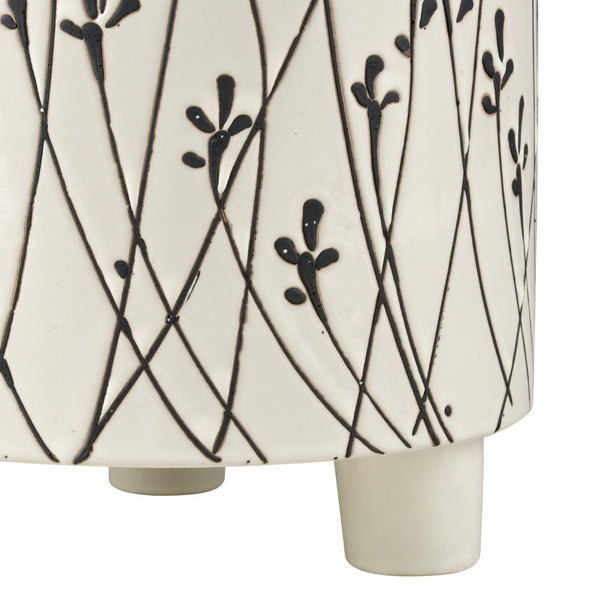 Atlas Melton Planter - Rustic Earthenware Design for Indoor and Outdoor Greenery Display, 6-Inch Large White AC11474-02