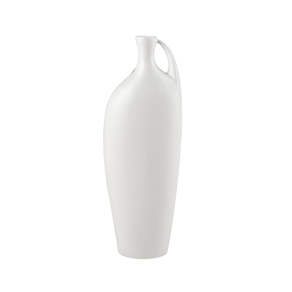Atlas Messe Vase - Timeless Elongated Bottle Design, Satin White Earthenware for Elegant Home Decor AC11476-01