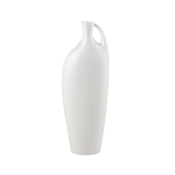 Atlas Messe Vase - Timeless Elongated Bottle Design, Satin White Earthenware for Elegant Home Decor AC11476-01