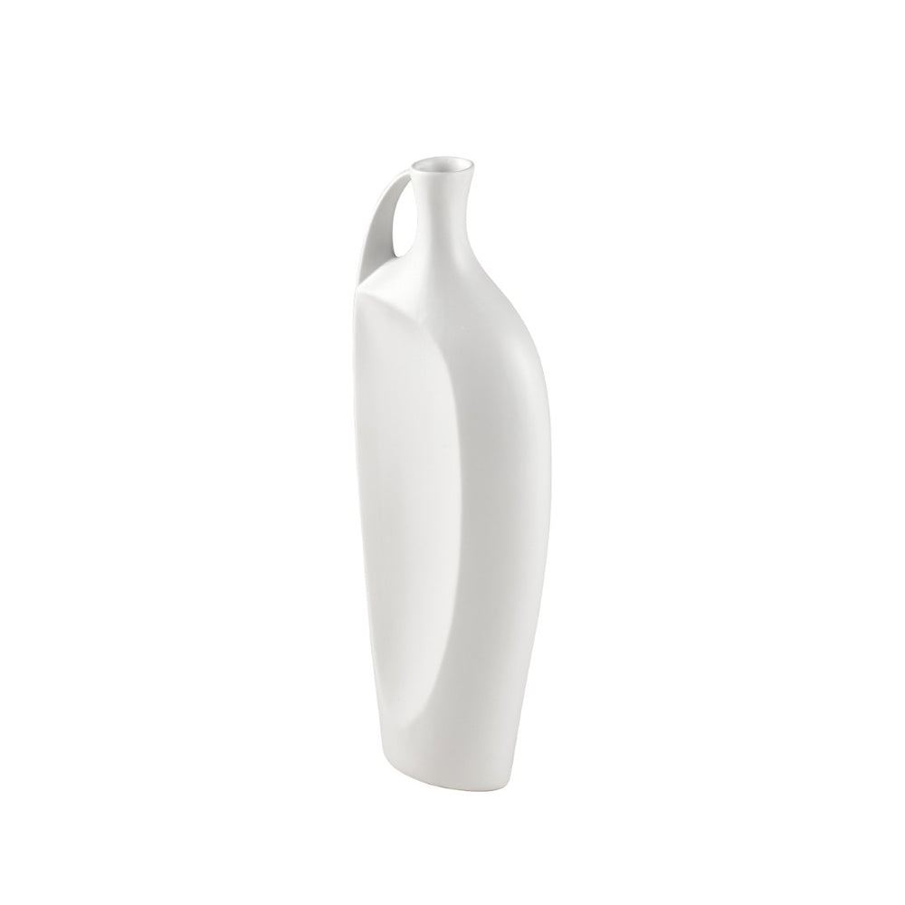 Atlas Messe Vase - Timeless Elongated Bottle Design, Satin White Earthenware for Elegant Home Decor AC11476-01
