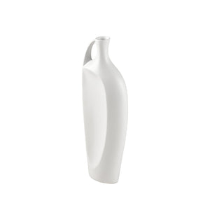 Atlas Messe Vase - Timeless Elongated Bottle Design, Satin White Earthenware for Elegant Home Decor AC11476-01