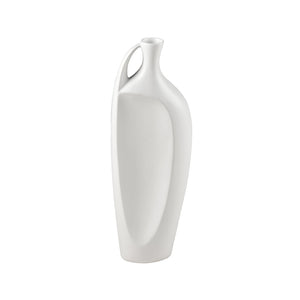Atlas Messe Vase - Timeless Elongated Bottle Design, Satin White Earthenware for Elegant Home Decor AC11476-01