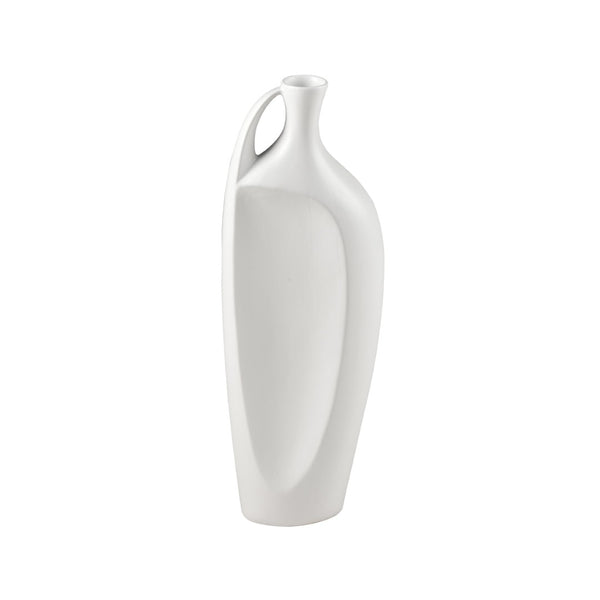 Atlas Messe Vase - Timeless Elongated Bottle Design, Satin White Earthenware for Elegant Home Decor AC11476-01