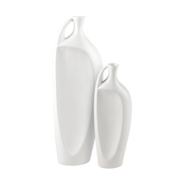 Atlas Messe Vase - Timeless Elongated Bottle Design, Satin White Earthenware for Elegant Home Decor AC11476-01