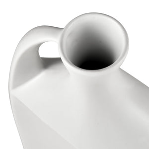 Atlas Messe Vase - Timeless Elongated Bottle Design, Satin White Earthenware for Elegant Home Decor AC11476-01