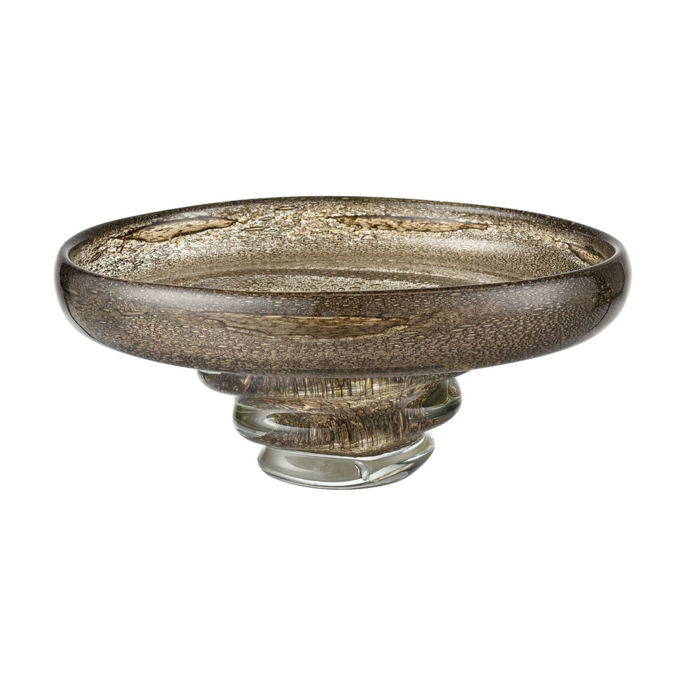 Atlas Metcalf Bowl - Artisan Bubbled Brown Glass Centerpiece for Modern & Traditional Home Decor AC11477-01