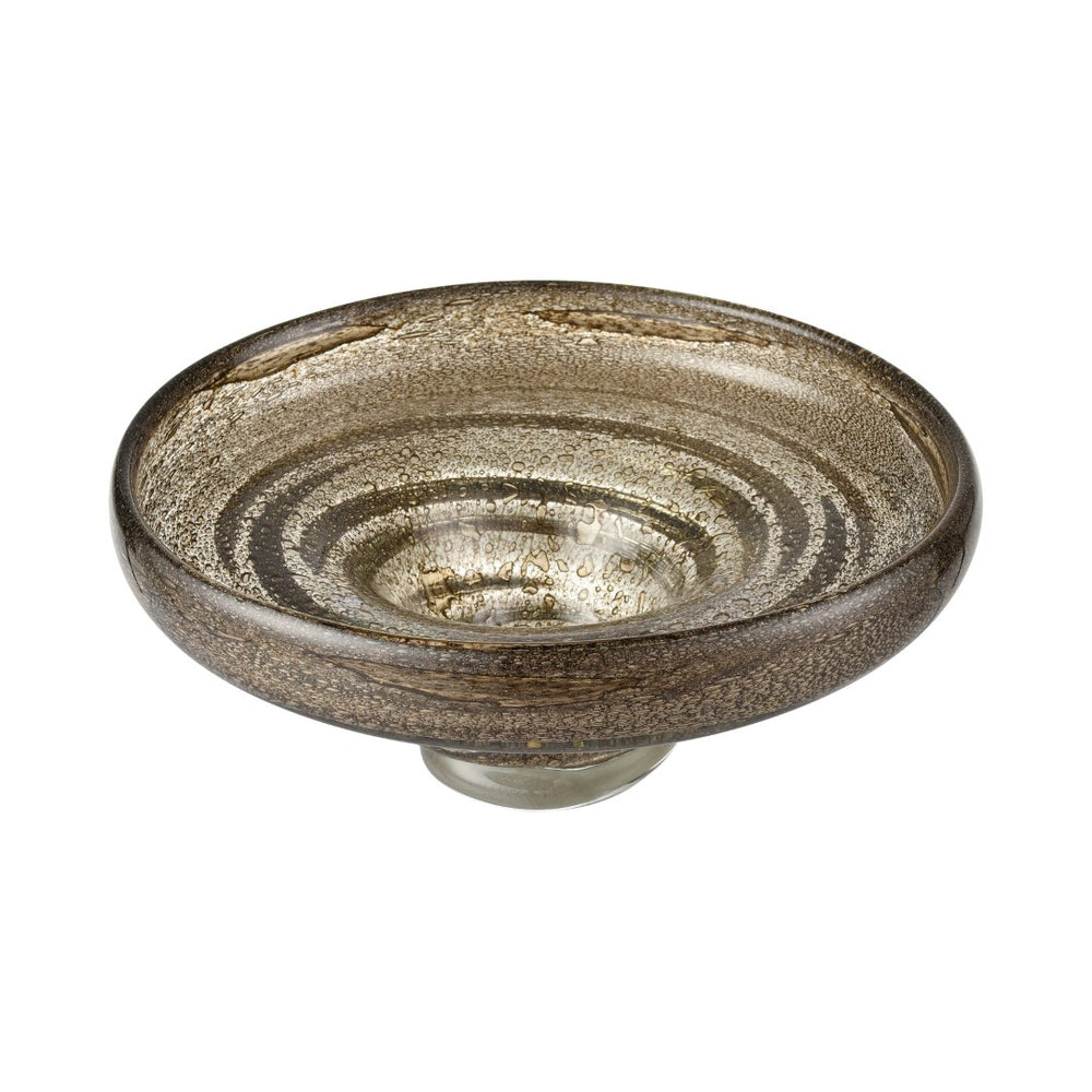 Atlas Metcalf Bowl - Artisan Bubbled Brown Glass Centerpiece for Modern & Traditional Home Decor AC11477-01