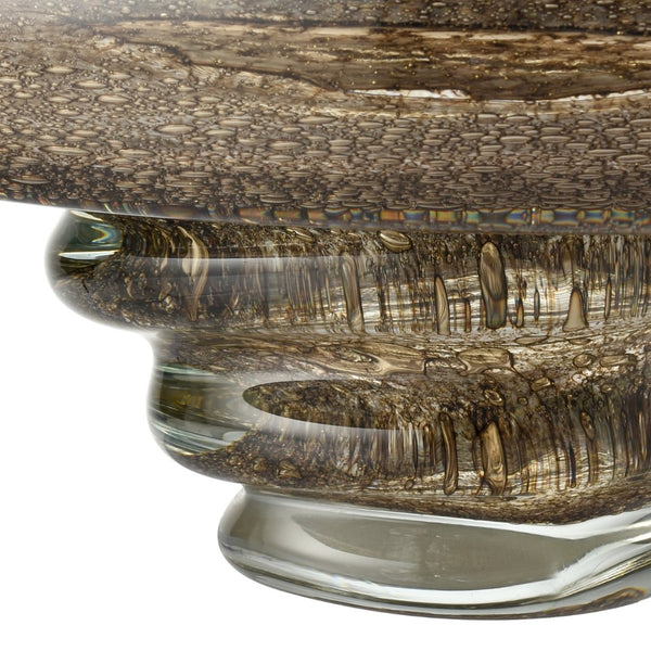 Atlas Metcalf Bowl - Artisan Bubbled Brown Glass Centerpiece for Modern & Traditional Home Decor AC11477-01