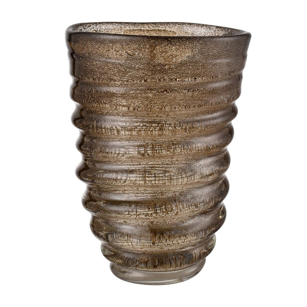 Atlas Metcalf Vase - Handcrafted Artisanal Decor for Stunning Light Play and Elegant Style in Any Room Large Bubbled Brown AC11478-02