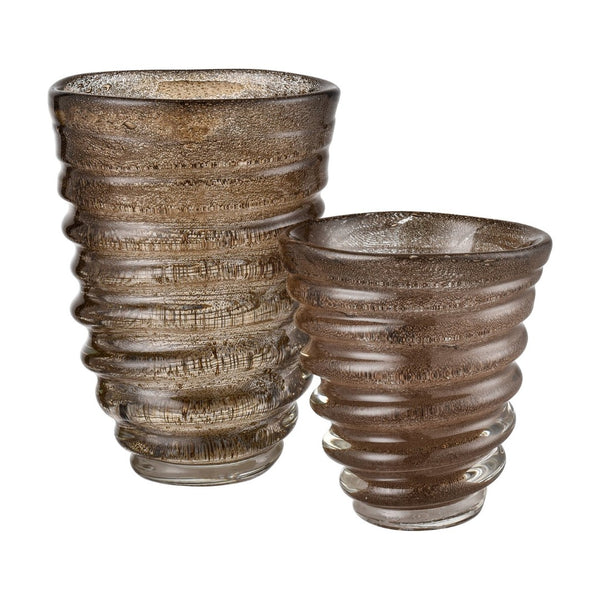 Atlas Metcalf Vase - Handcrafted Artisanal Decor for Stunning Light Play and Elegant Style in Any Room Large Bubbled Brown AC11478-02