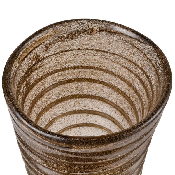 Atlas Metcalf Vase - Handcrafted Artisanal Decor for Stunning Light Play and Elegant Style in Any Room Large Bubbled Brown AC11478-02