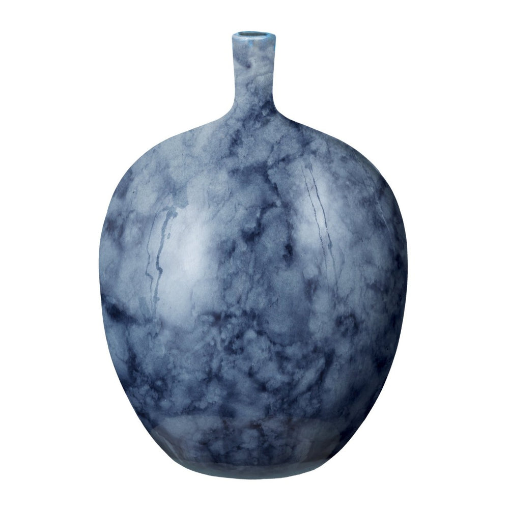 Atlas Midnight Marble Vase - Elegant Earthenware Centerpiece with Unique Swirl Patterns for Home Décor AC11480-01