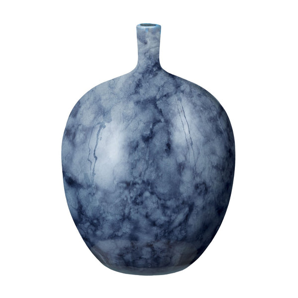 Atlas Midnight Marble Vase - Elegant Earthenware Centerpiece with Unique Swirl Patterns for Home Décor AC11480-01