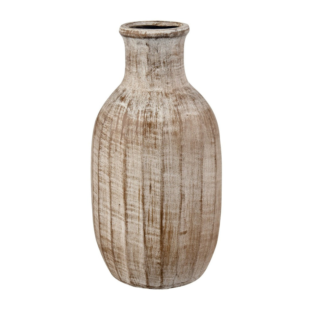 Atlas Mink Set of 2 Vintage Ceramic Bottles - Toasted Cream Vases for Rustic and Coastal Decor AC11481-01S