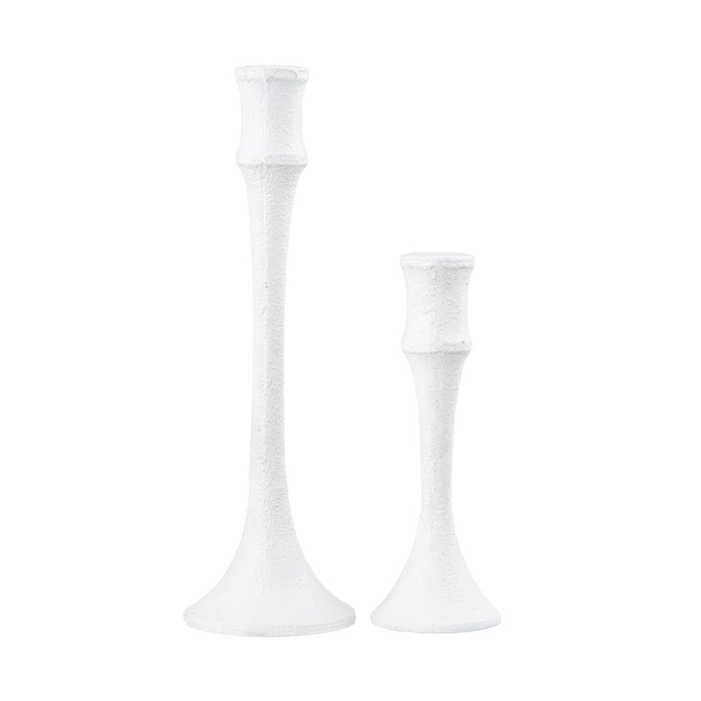 Atlas Miro Candleholder Set of 2 - Sculptural Plaster White Accents for Elegant Taper Candle Displays AC11482-01S