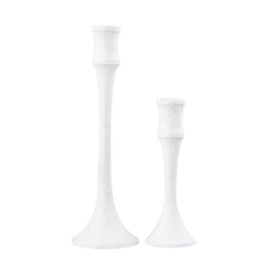 Atlas Miro Candleholder Set of 2 - Sculptural Plaster White Accents for Elegant Taper Candle Displays AC11482-01S