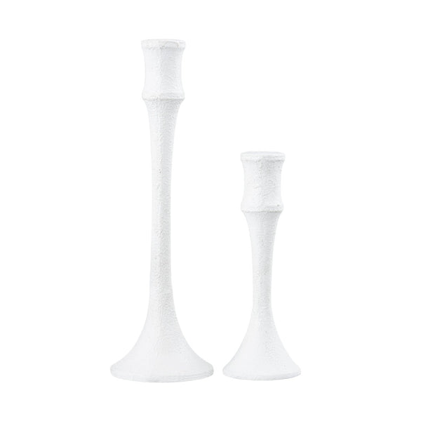 Atlas Miro Candleholder Set of 2 - Sculptural Plaster White Accents for Elegant Taper Candle Displays AC11482-01S