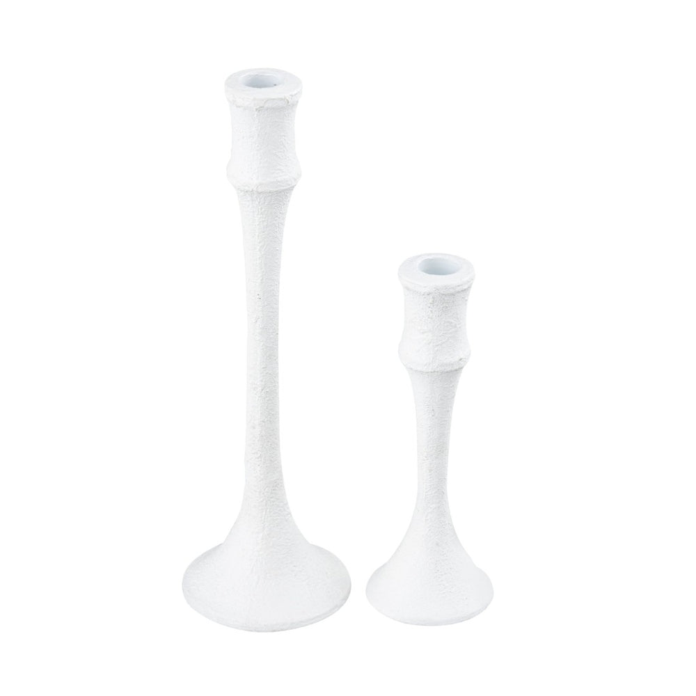 Atlas Miro Candleholder Set of 2 - Sculptural Plaster White Accents for Elegant Taper Candle Displays AC11482-01S