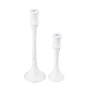 Atlas Miro Candleholder Set of 2 - Sculptural Plaster White Accents for Elegant Taper Candle Displays AC11482-01S