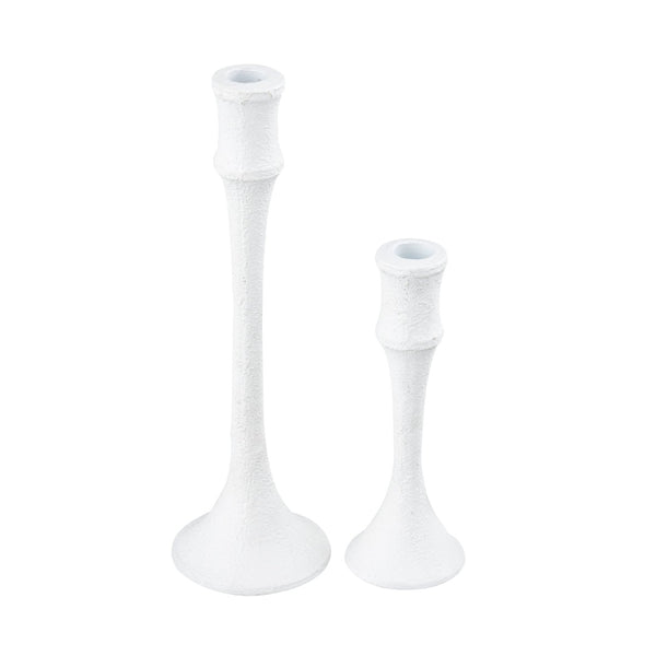Atlas Miro Candleholder Set of 2 - Sculptural Plaster White Accents for Elegant Taper Candle Displays AC11482-01S