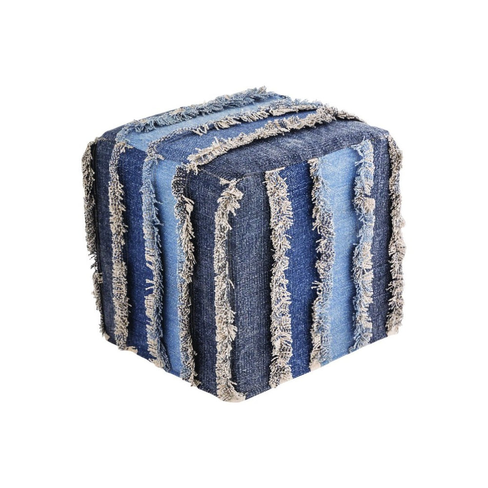 Atlas Mossley Pouf - Versatile Blue Fabric Accent for Modern Spaces | Extra Seating & Footrest Option AC11484-01