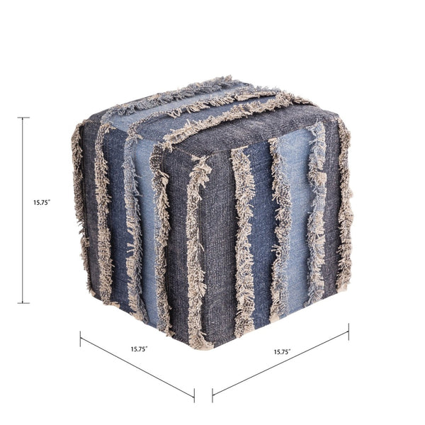 Atlas Mossley Pouf - Versatile Blue Fabric Accent for Modern Spaces | Extra Seating & Footrest Option AC11484-01