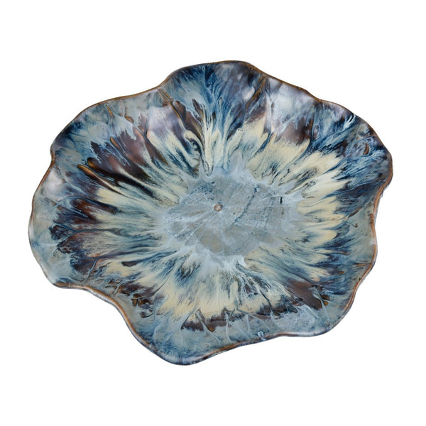 Atlas Mulry Charger - Handcrafted Prussian Blue Earthenware Plate for Unique Table Decor & Display AC11488-01