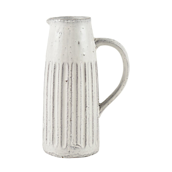 Atlas Muriel Large Aged White Glazed Pitcher - Rustic Terracotta Decor for Farmhouse & Modern Interiors AC11489-01