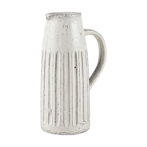 Atlas Muriel Large Aged White Glazed Pitcher - Rustic Terracotta Decor for Farmhouse & Modern Interiors AC11489-01