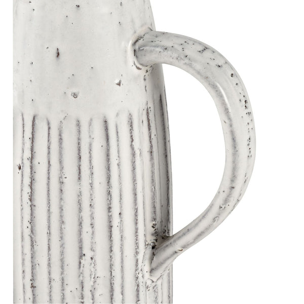 Atlas Muriel Large Aged White Glazed Pitcher - Rustic Terracotta Decor for Farmhouse & Modern Interiors AC11489-01