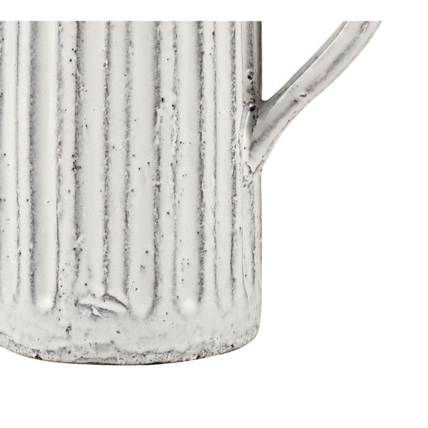 Atlas Muriel Large Aged White Glazed Pitcher - Rustic Terracotta Decor for Farmhouse & Modern Interiors AC11489-01