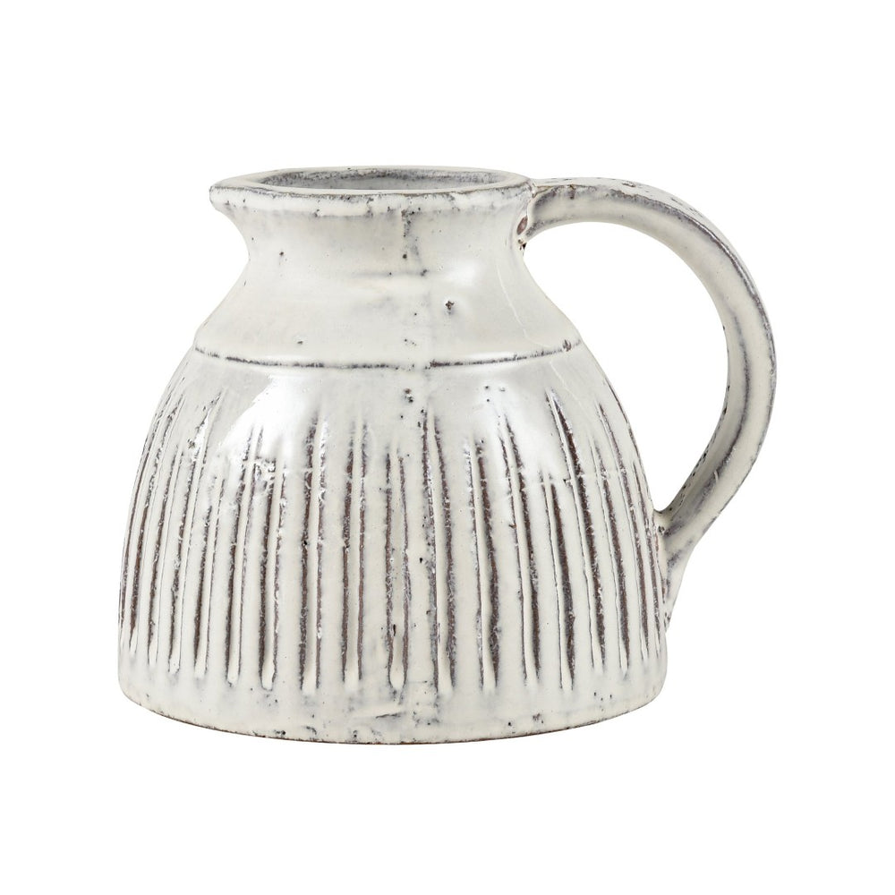 Atlas Muriel Small Aged White Glazed Pitcher - Rustic Earthenware Décor for Farmhouse & Cottage Styles AC11490-01