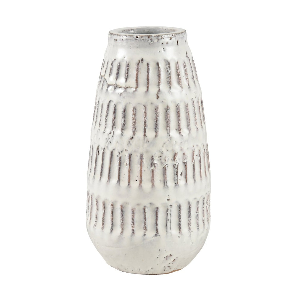 Atlas Muriel Large Earthenware Vase - Aged White Glazed Rustic Decor for Farmhouse & Coastal Interiors AC11491-01