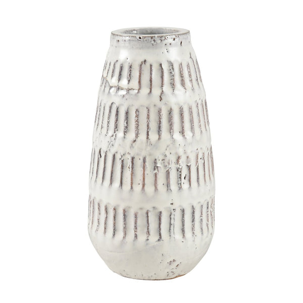 Atlas Muriel Large Earthenware Vase - Aged White Glazed Rustic Decor for Farmhouse & Coastal Interiors AC11491-01