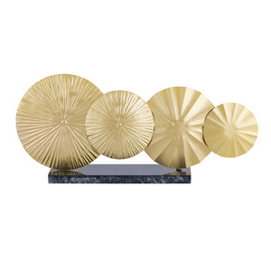 Atlas Murray Sculptural Accent - Elegant Gold Discs on Black Marble Base for Modern Home Decor Appeal AC11493-01