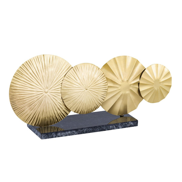 Atlas Murray Sculptural Accent - Elegant Gold Discs on Black Marble Base for Modern Home Decor Appeal AC11493-01