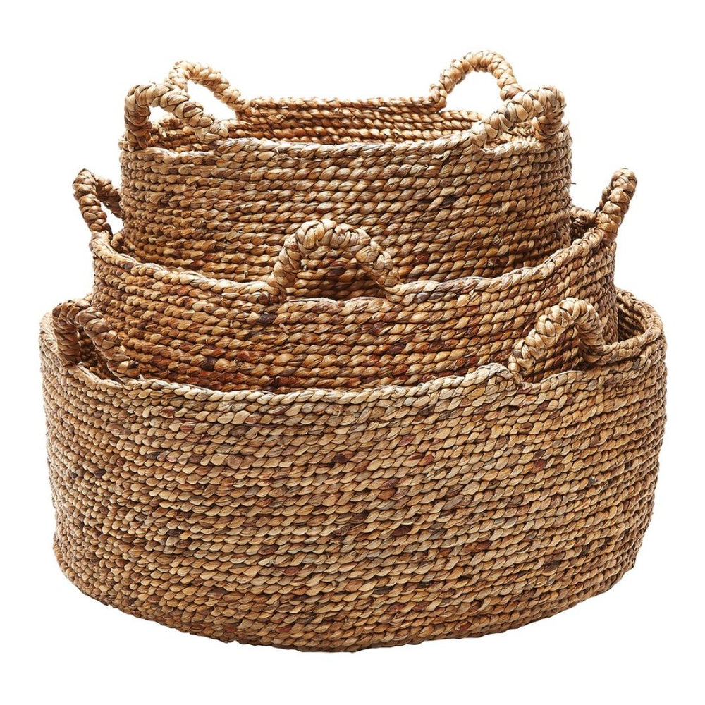 Atlas Natural Low Rise Baskets Set - 3 Handwoven Nesting Storage Bins for Stylish Home Organization AC11494-01S
