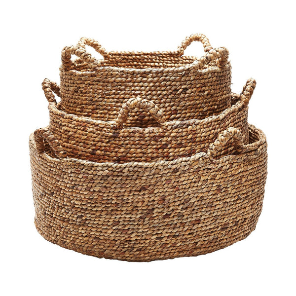 Atlas Natural Low Rise Baskets Set - 3 Handwoven Nesting Storage Bins for Stylish Home Organization AC11494-01S