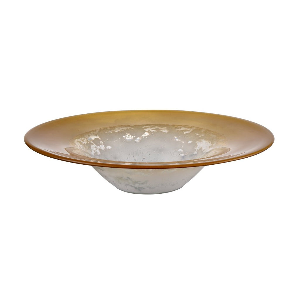Atlas Nealon Bowl - Handcrafted Yellow Ochre Ombre Glass Centerpiece for Artisanal Home Decor Elegance AC11496-01